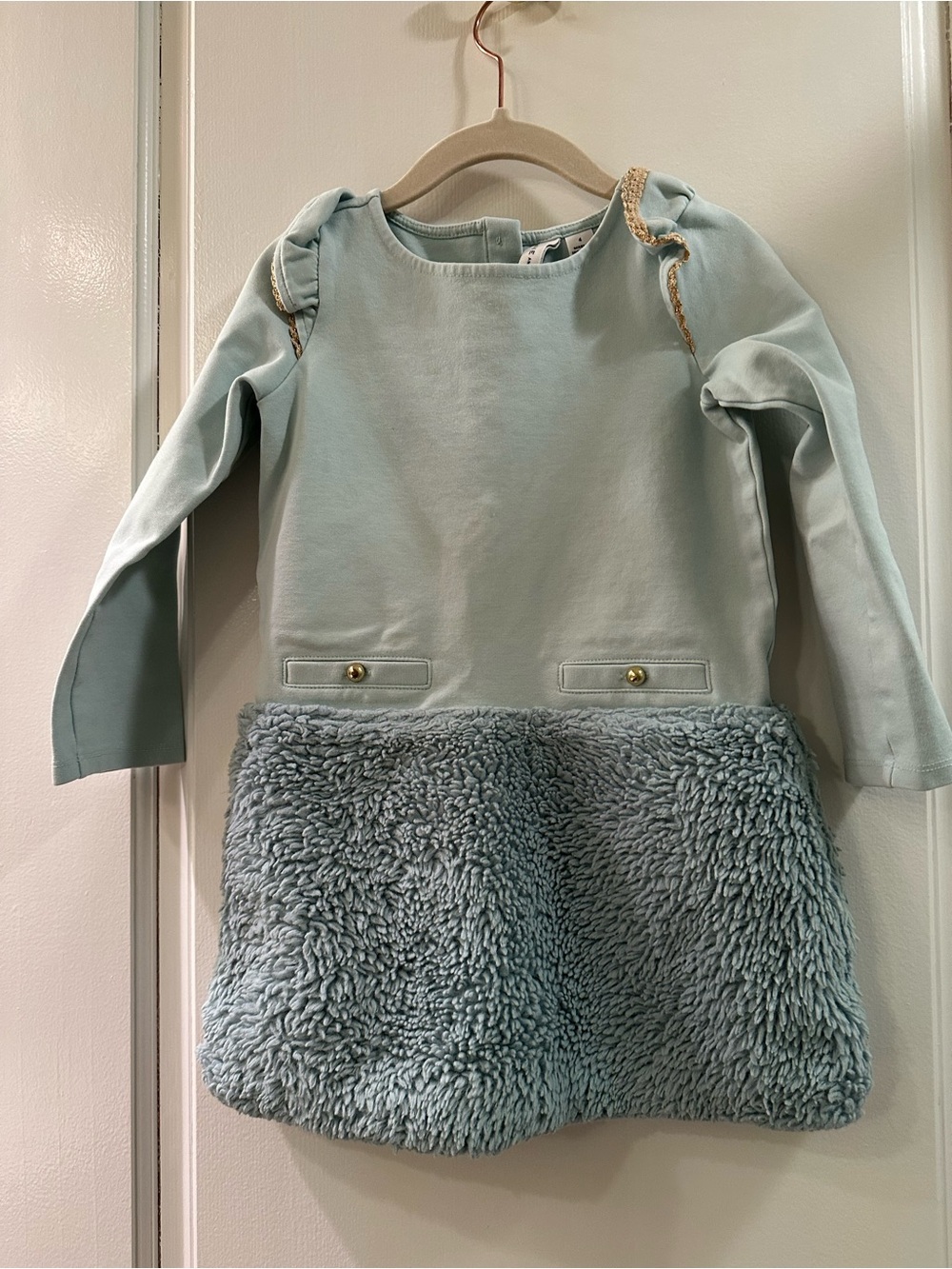 Janie and Jack Pale Blue Faux Fur Hem Dress